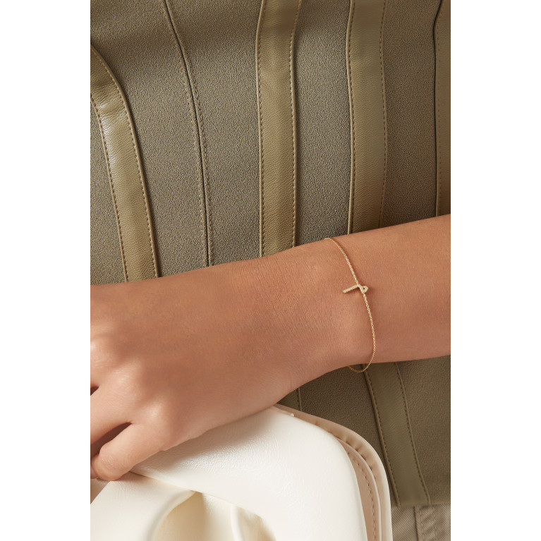HIBA JABER - Initial Diamond Bracelet - Letter "M" in 18kt Gold