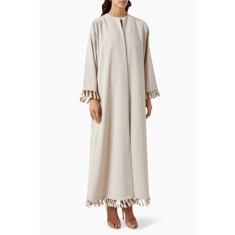 Hessa Falasi - Knotted Tassel-tipped Abaya in Twill