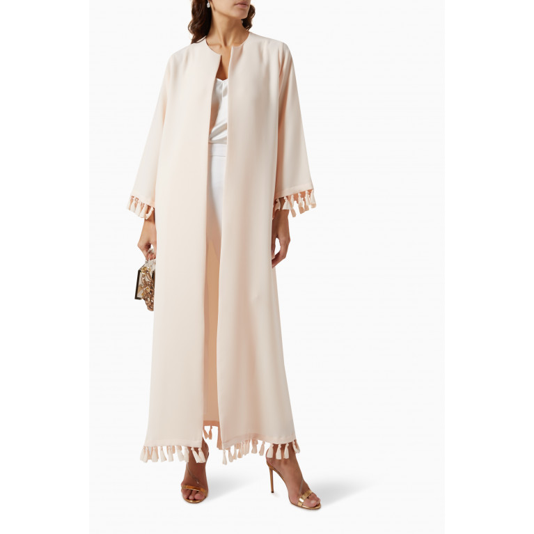 Hessa Falasi - Knotted Tassel-tipped Abaya in Crepe