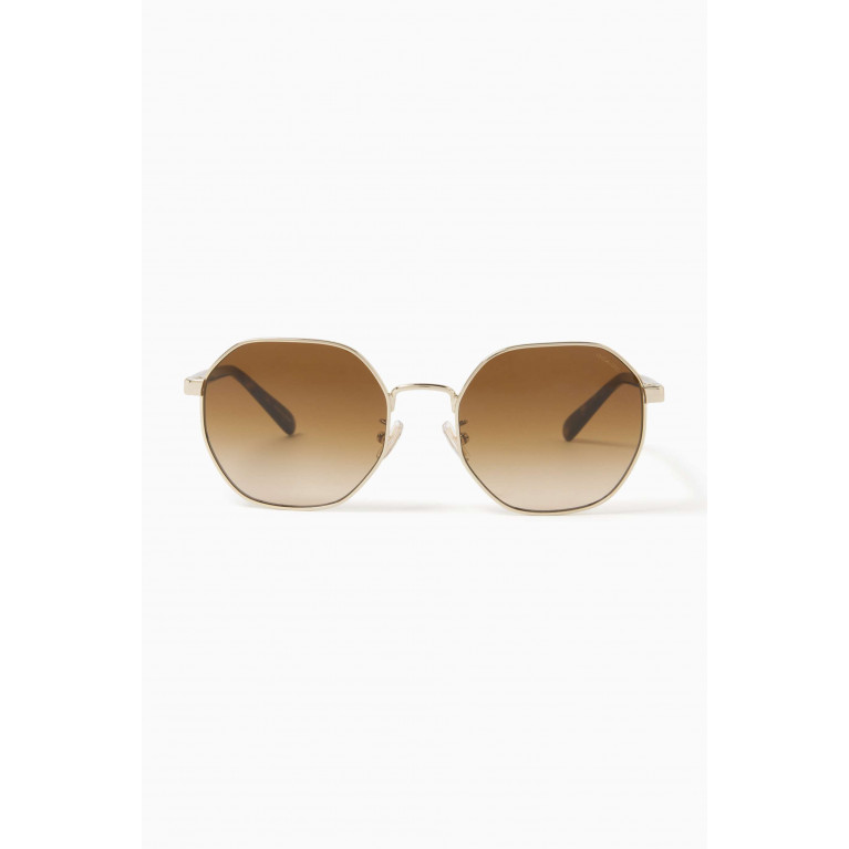 Coach - Round Sunglasses in Metal Brown