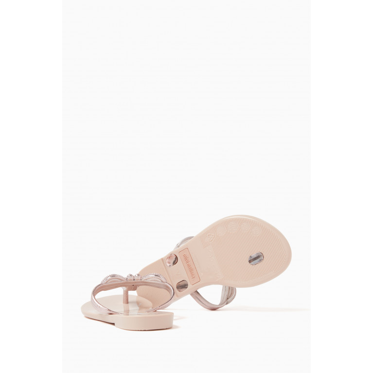 Mini Melissa - Harmonic T Bar Gleam Sandals in Jelly Silver