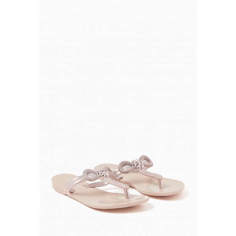 Mini Melissa - Harmonic T Bar Gleam Sandals in Jelly Silver