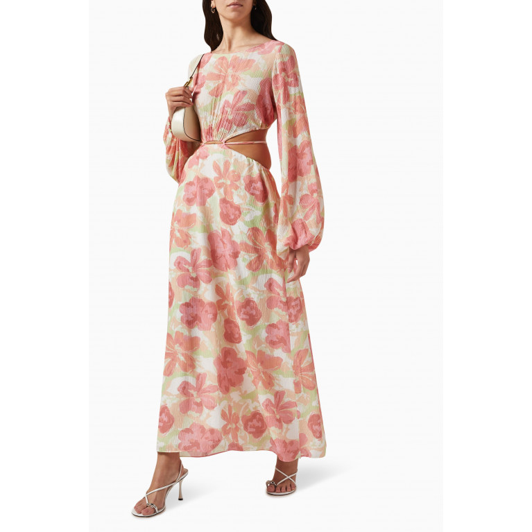 Significant Other - Naomi Printed Cut-out Maxi Dress in Crinkled Viscose-blend