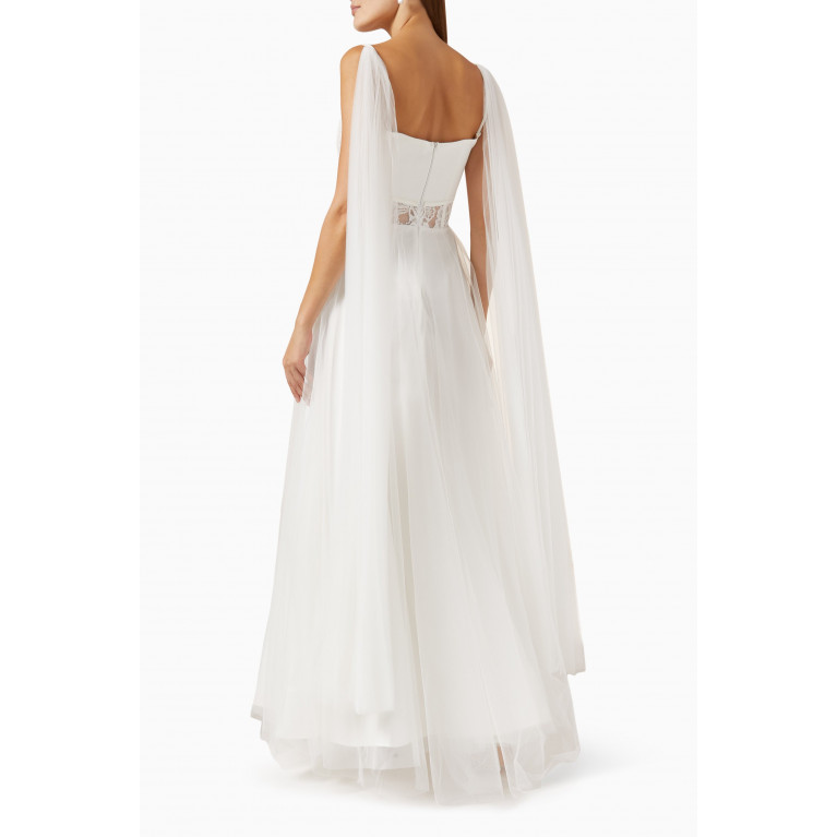 NASS - Lace Corset Maxi Dress in Tulle White