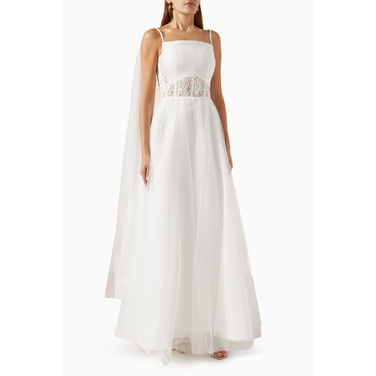 NASS - Lace Corset Maxi Dress in Tulle White