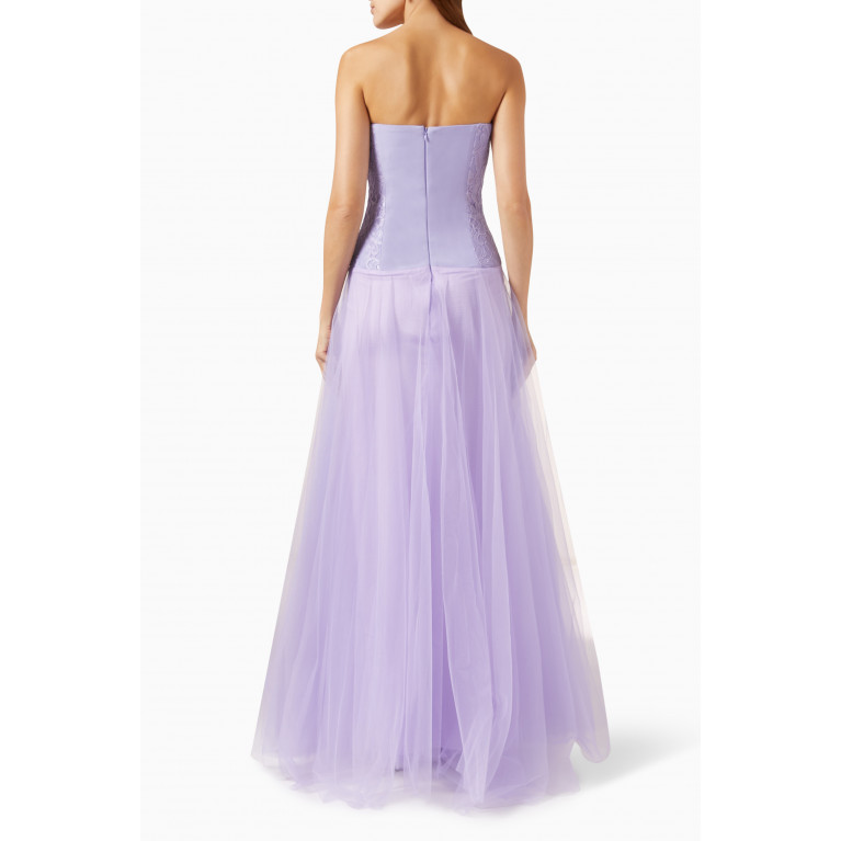 NASS - Cinched Bodice Maxi Dress in Tulle Purple