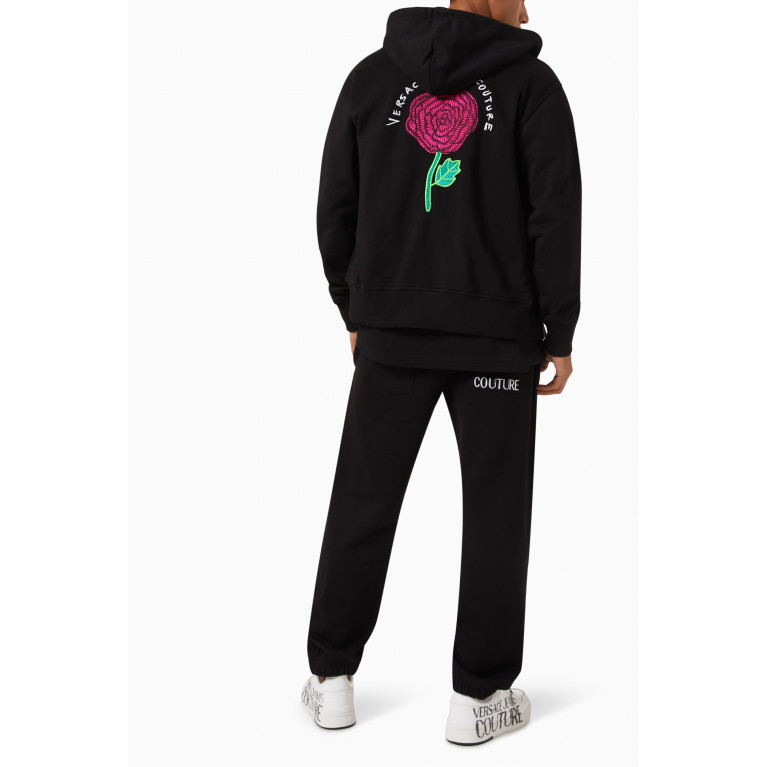 Versace Jeans Couture - Roses Logo Hoodie in Cotton Fleece