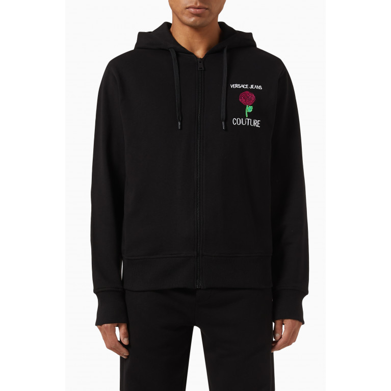Versace Jeans Couture - Roses Logo Hoodie in Cotton Fleece