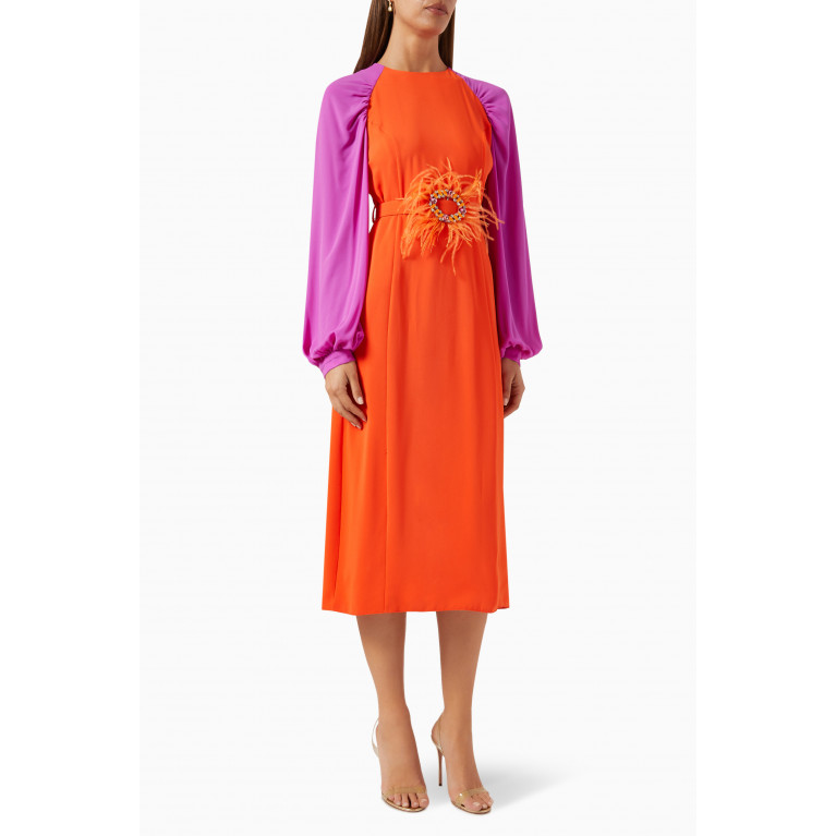 Serpil - Colour-block Embellished Midi Dress in Crepe
