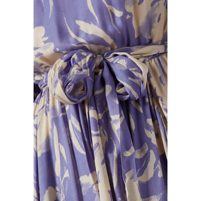 Qui Prive - Floral-print Maxi Dress in Crepe Purple