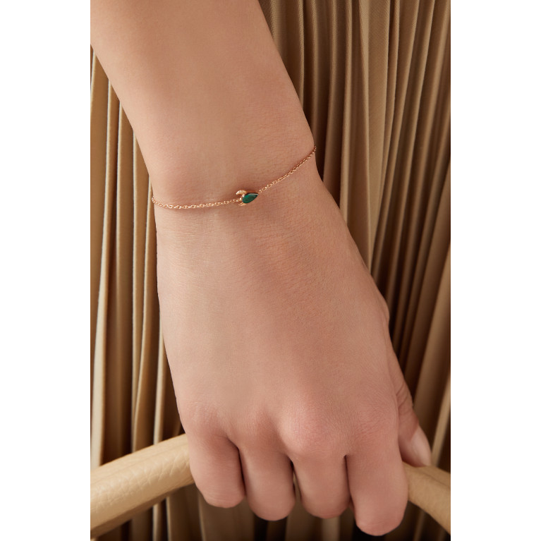 Kismet By Milka - Bull Emerald Bracelet in 14kt Rose Gold Green