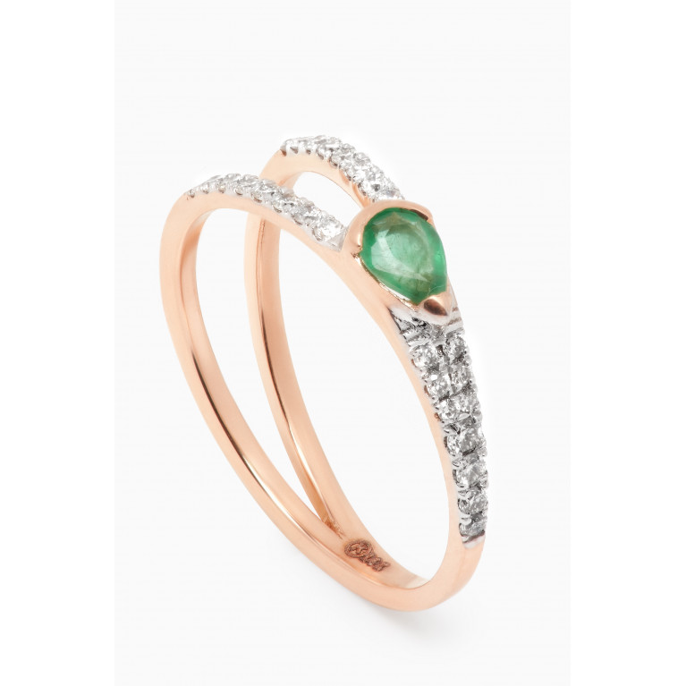 Kismet By Milka - Coraline Diamond & Emerald Ring in 14kt Rose Gold Green