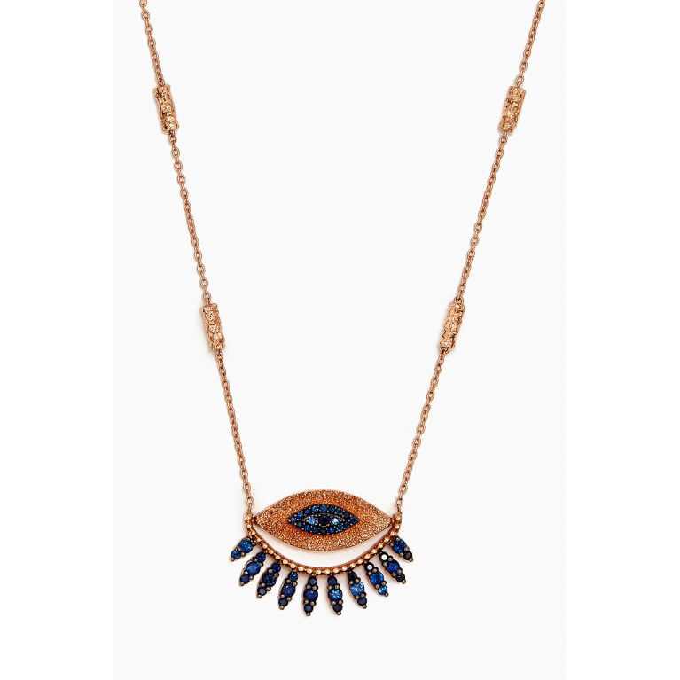 Kismet By Milka - Raia Sapphire Necklace in 14kt Rose Gold Blue