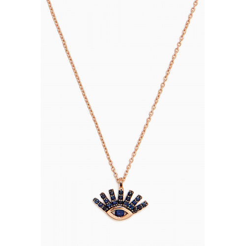 Kismet By Milka - Evil Eye Diamond Necklace in 14kt Rose Gold Blue