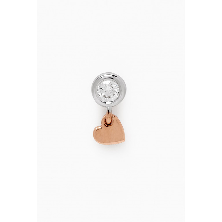 Kismet By Milka - Solitaire Heart Diamond Single Earring in 14kt Rose Gold