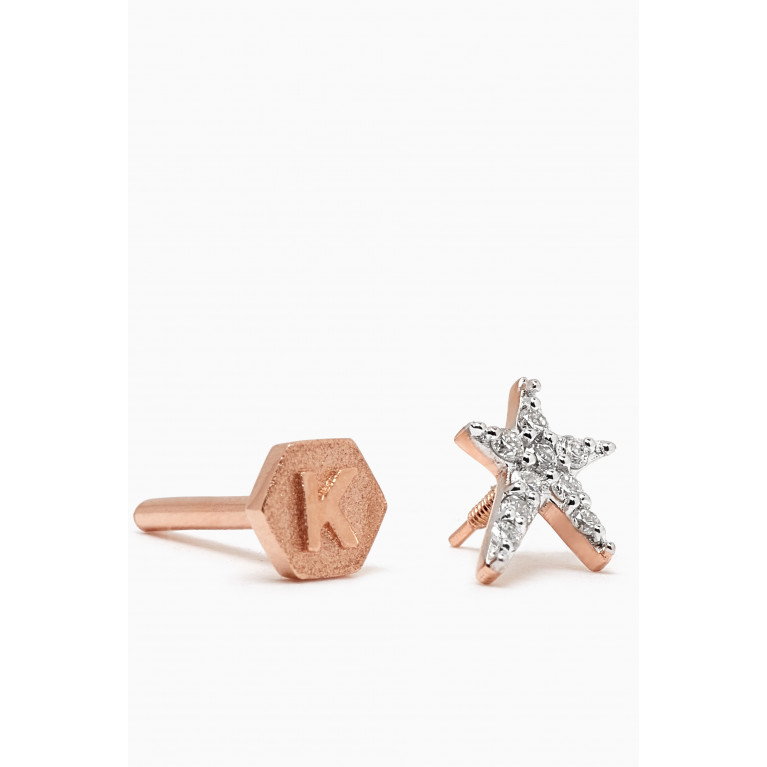 Kismet By Milka - Maxi Pavé Struck Star Diamond Single Stud Earring in 14kt Rose Gold