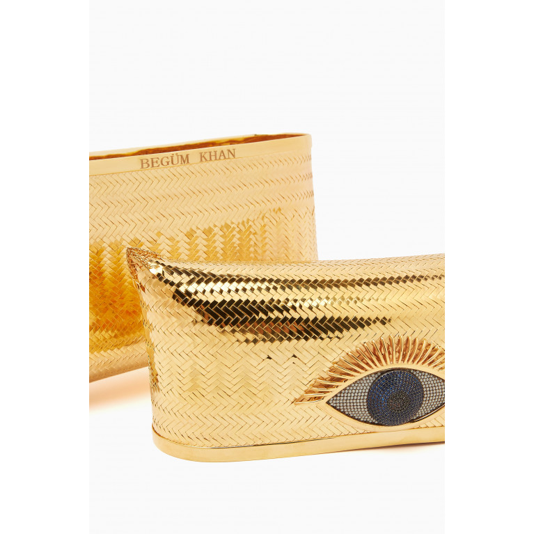 Evil Eye Evening Bag in Gold-plated Brass