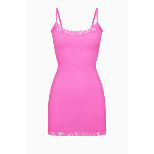 SKIMS - Fits Everybody Lace Slip Dress NEON ORCHID
