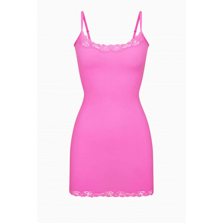 SKIMS - Fits Everybody Lace Slip Dress NEON ORCHID