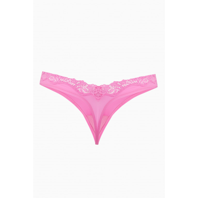 SKIMS - Fits Everybody Lace Dipped Thong NEON ORCHID