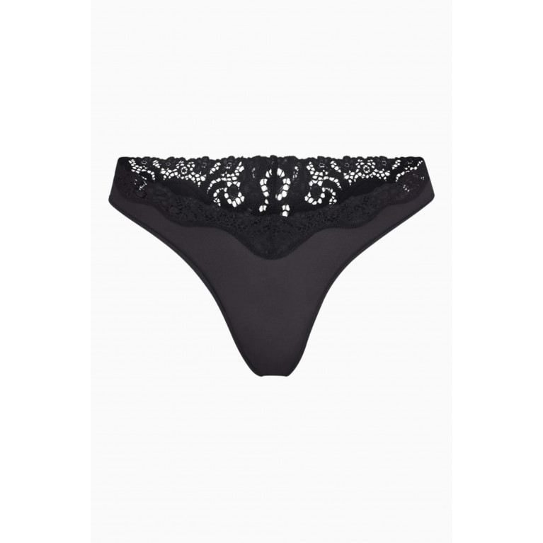SKIMS - Fits Everybody Lace Dipped Thong ONYX