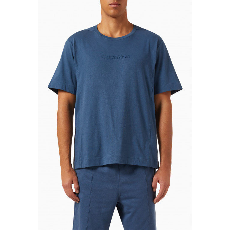 Calvin Klein - Logo Gym T-shirt in Cotton Blend Jersey Blue