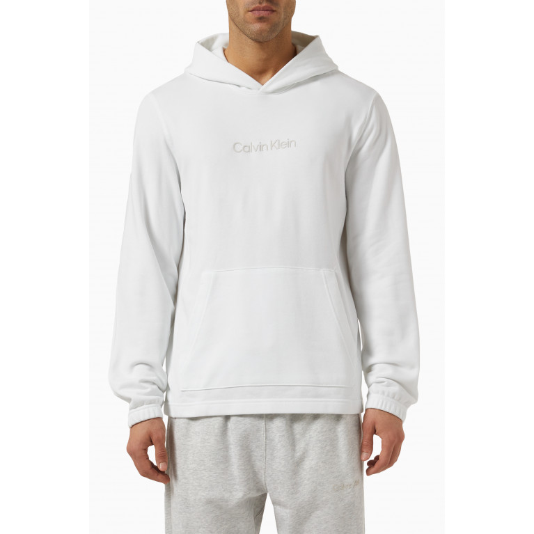Calvin Klein - Logo Hoodie in Cotton Terry White