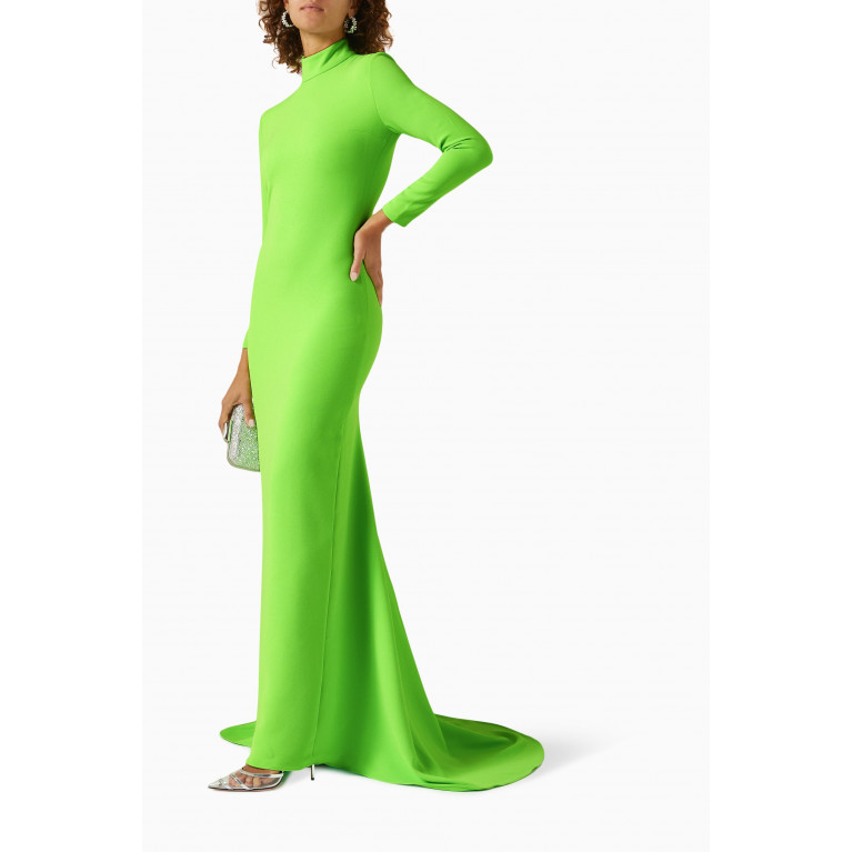 Solace London - Vivienne High-neck Maxi Dress in Crepe Green