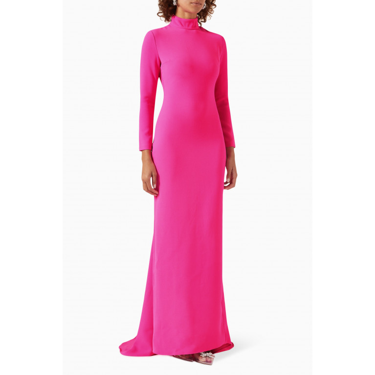 Solace London - Vivienne High-neck Maxi Dress in Crepe Pink