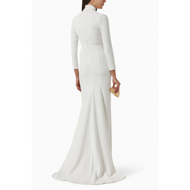 Solace London - Vivienne High-neck Maxi Dress in Crepe White