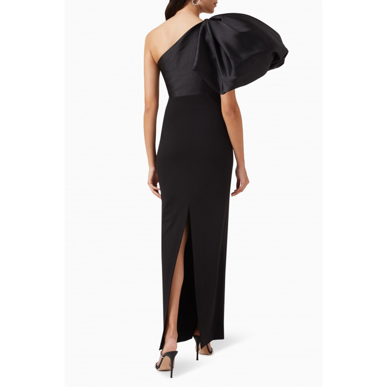Solace London - Karli One-shoulder Maxi Dress in Crepe Black