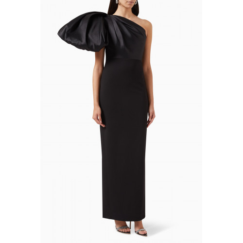 Solace London - Karli One-shoulder Maxi Dress in Crepe Black