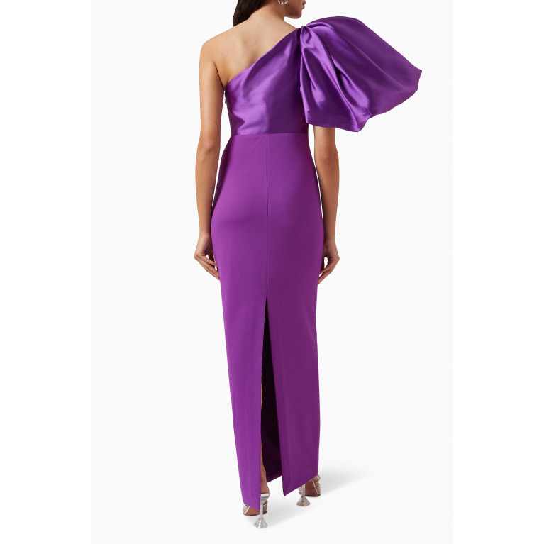 Solace London - Karli One-shoulder Maxi Dress in Crepe Purple