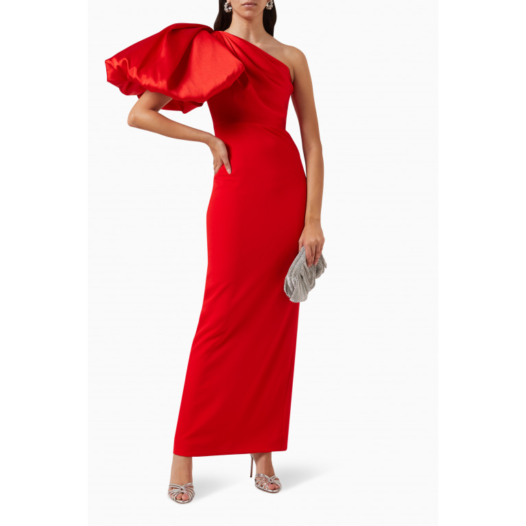 Solace London - Karli One-shoulder Maxi Dress in Crepe Red