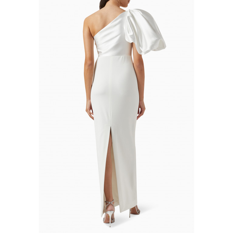 Solace London - Karli One-shoulder Maxi Dress in Crepe White