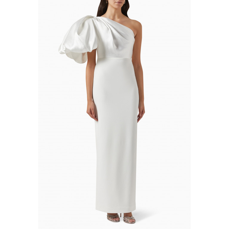 Solace London - Karli One-shoulder Maxi Dress in Crepe White
