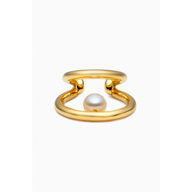 Otiumberg - Double Pearl Single Ear Cuff in Gold Vermeil