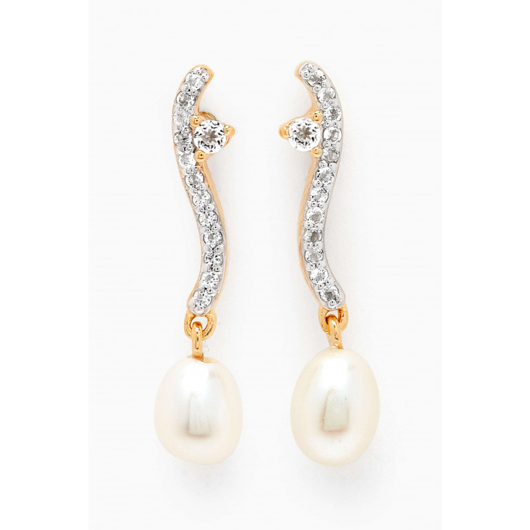 Otiumberg - Topaz & Pral Drop Earrings in Gold Vermeil