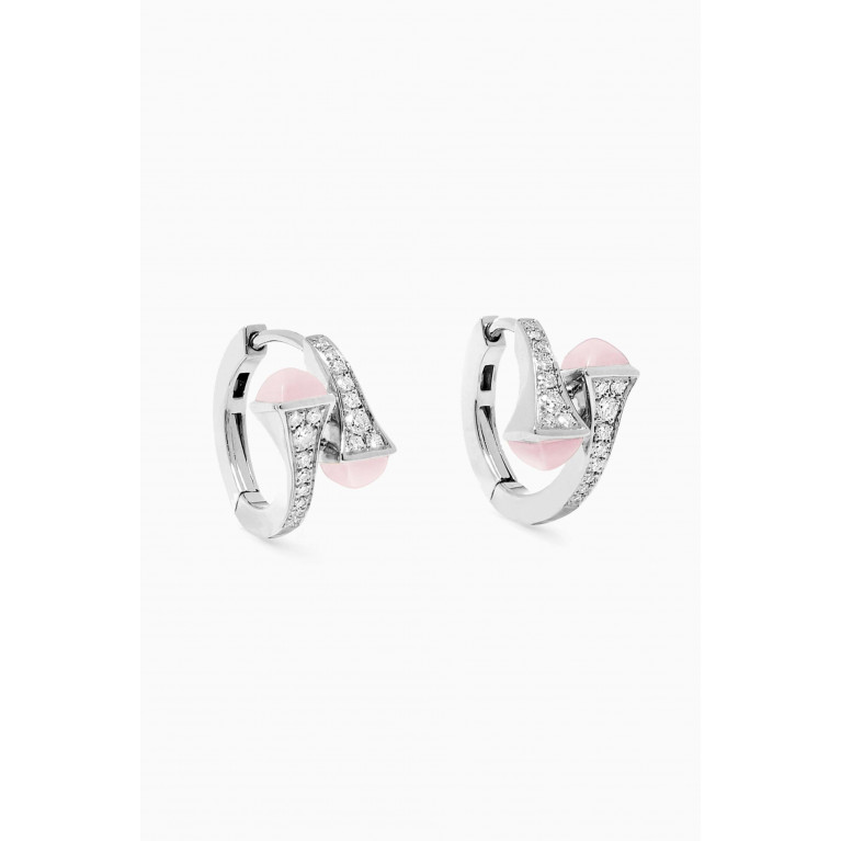 Marli - Cleo Diamond & Quartz Huggie Earrings in 18kt White Gold