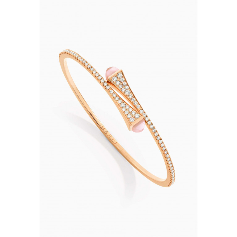 Marli - Cleo Diamond Slim Slip-on Bracelet with Pink Quartz in 18kt Rose Gold