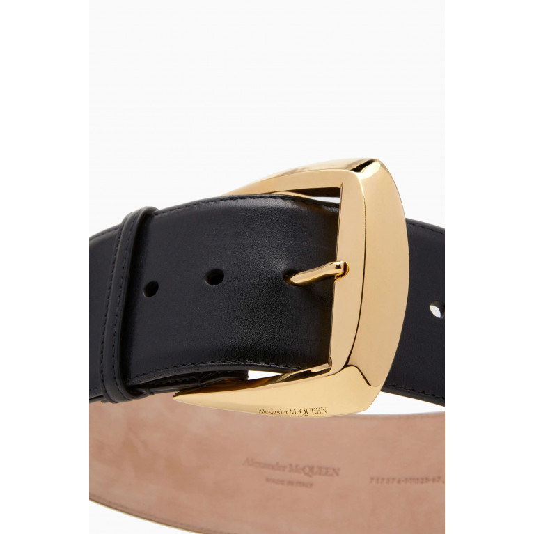 Alexander McQueen - Geometric Buckle Belt in Calf Leather