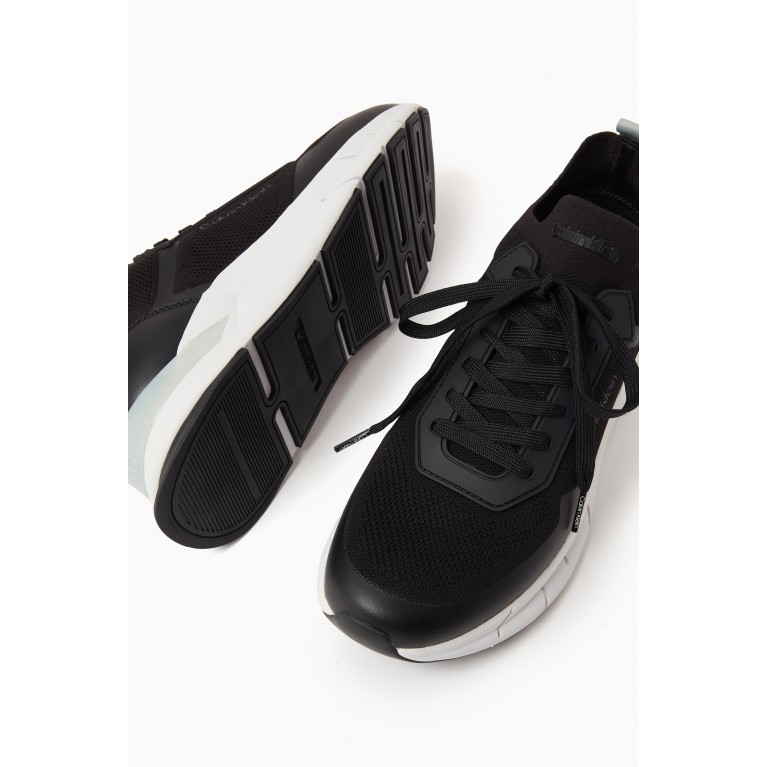 Calvin Klein - Low Top Runner Sneakers in Mesh & Leather Black