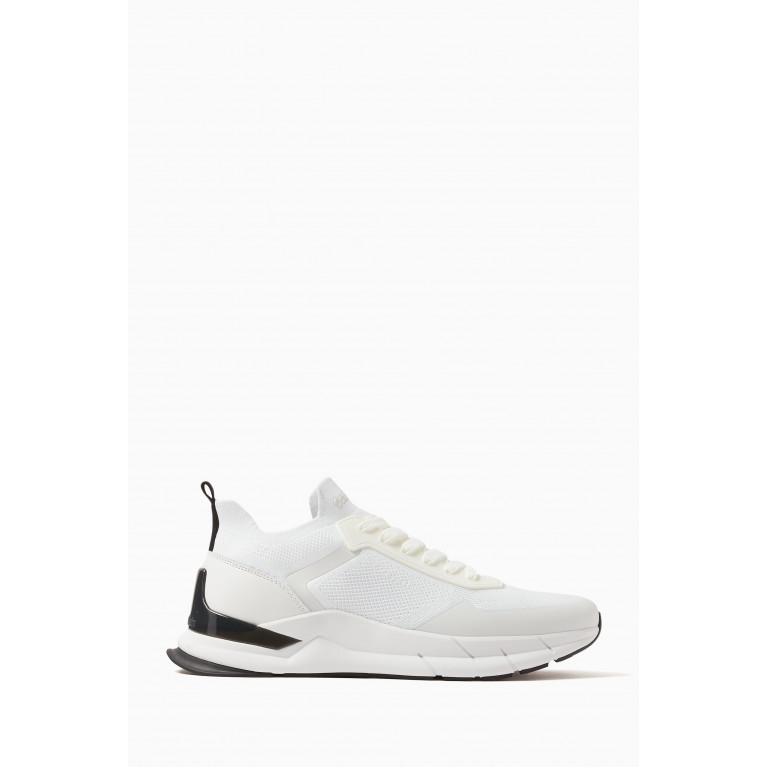 Calvin Klein - Low Top Runner Sneakers in Mesh & Leather White