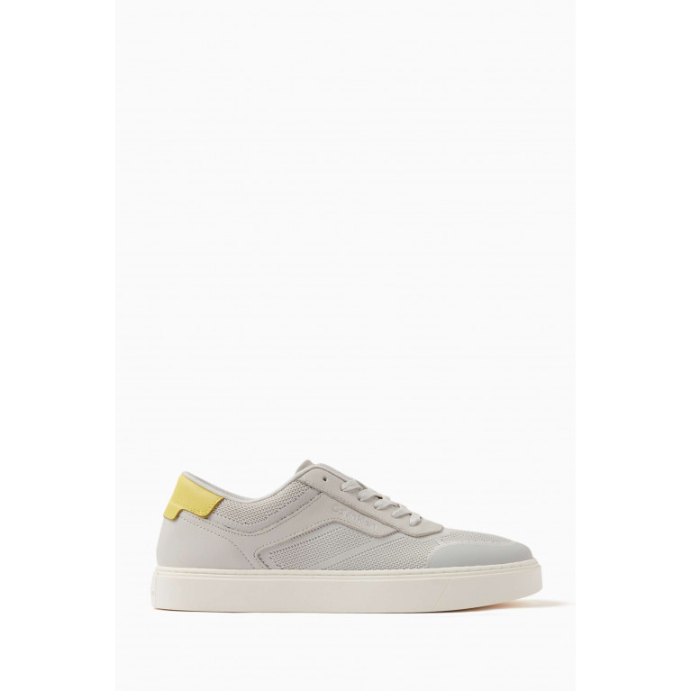 Calvin Klein - Low Top Cupsole Sneakers in Leather & Knit Grey
