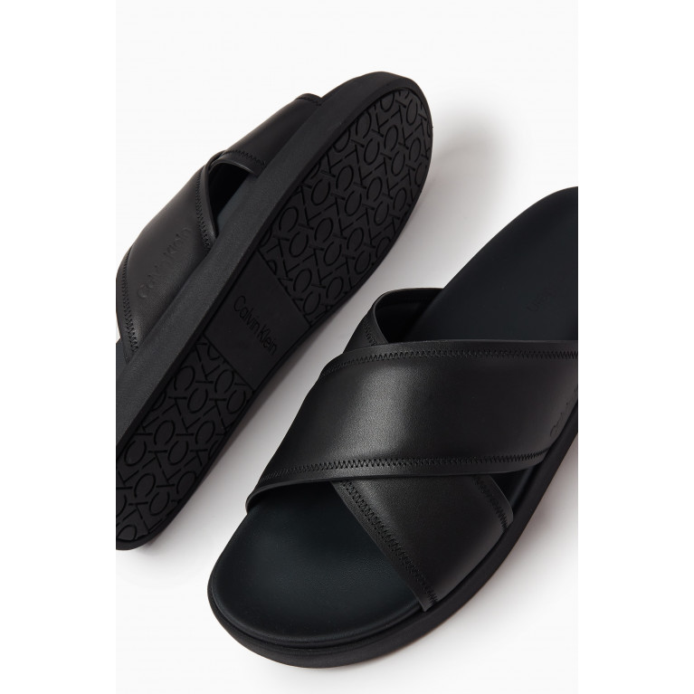 Calvin Klein - Criss-cross Sandals in Natural Grain Leather