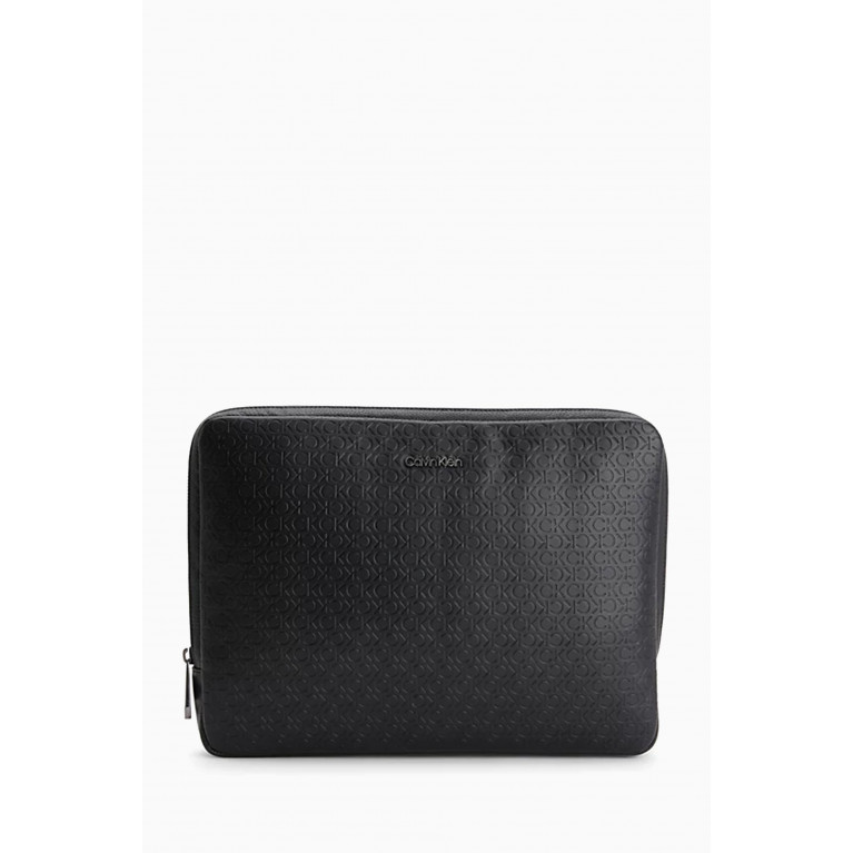 Calvin Klein - Embossed Logo Monogram Laptop Case in Faux Leather
