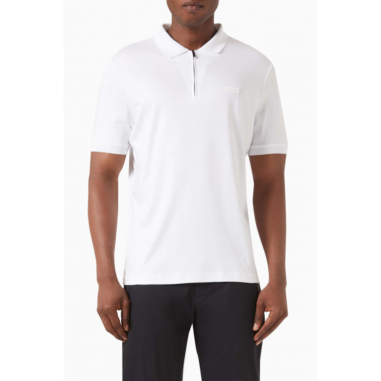 Calvin Klein - Welt Zip Polo Shirt in Cotton White