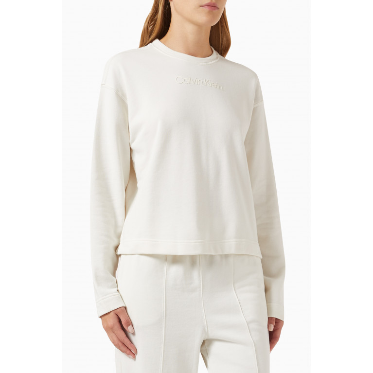 Calvin Klein - Logo Sweatshirt in Cotton Terry Neutral