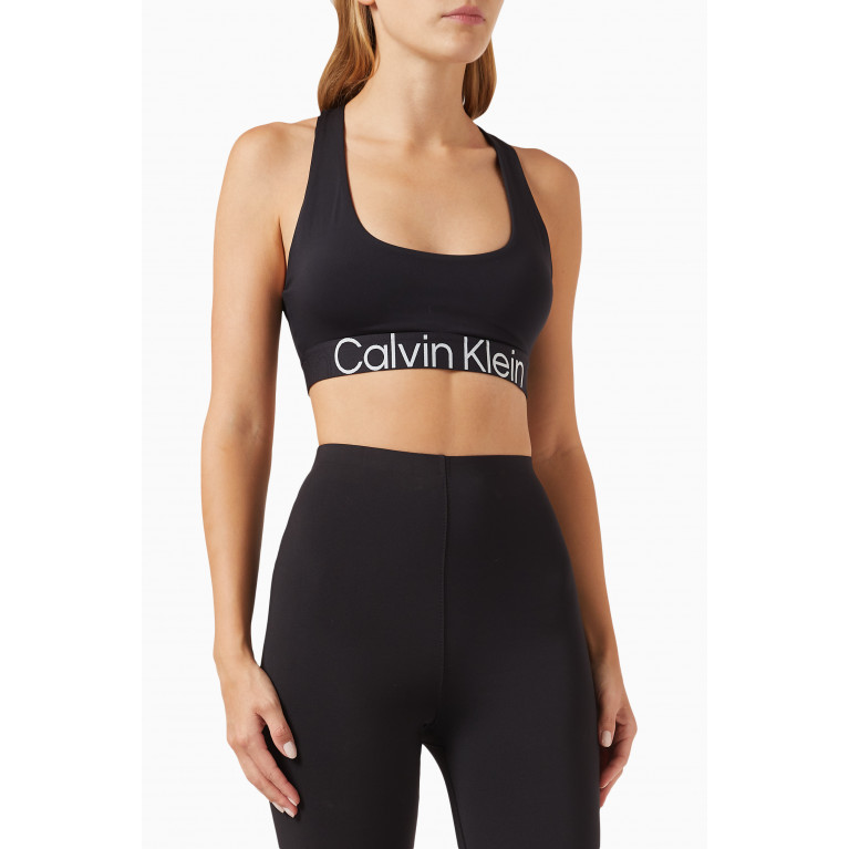 Calvin Klein - CK Medium Impact Sports Bra in Stretch Polyester Black