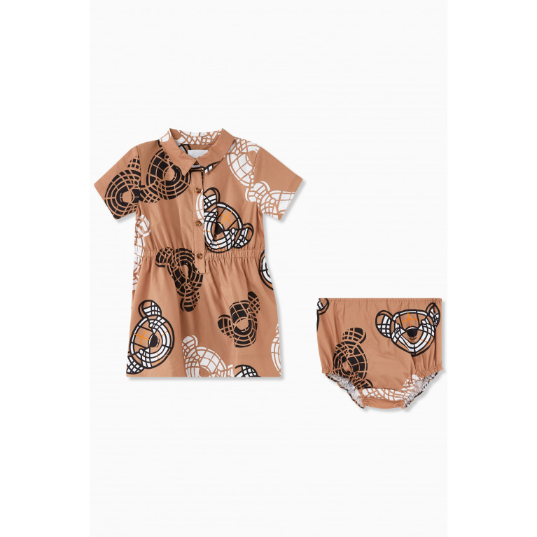 Burberry - Teddy Bear-print Dress Set in Cotton